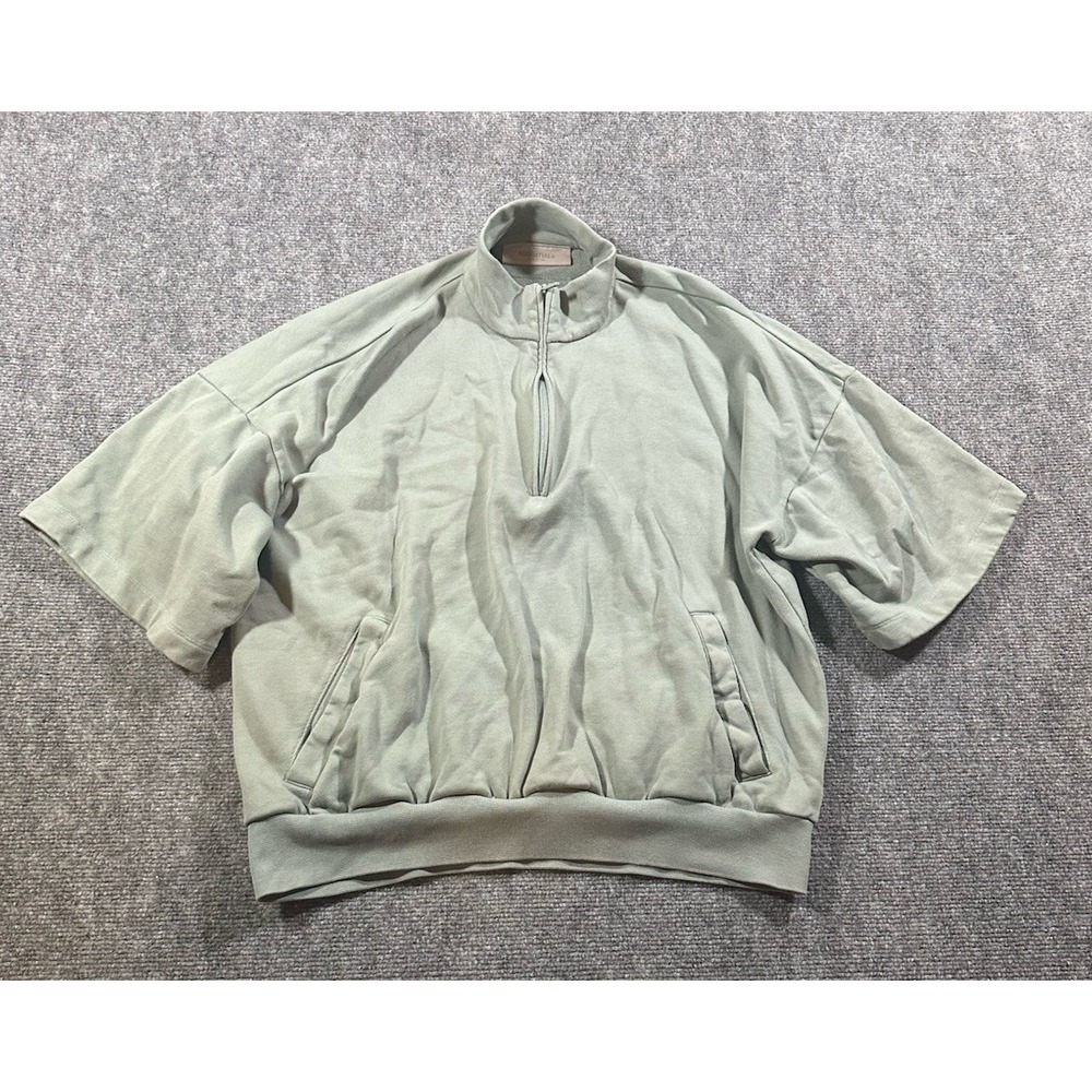 Essentials Fear Of God Girls 14/16 Sage Green Sweater Shirt Pockets 1/2 Zip